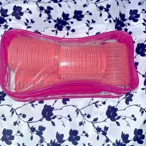 6 pink self holding rollers& 1 thin yellow self holding roller